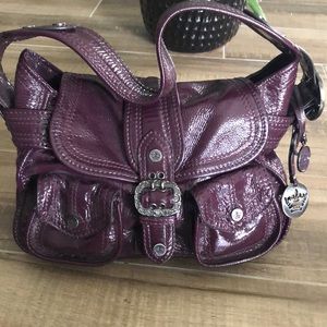 Gianni Bini plum patent leather hobo bag